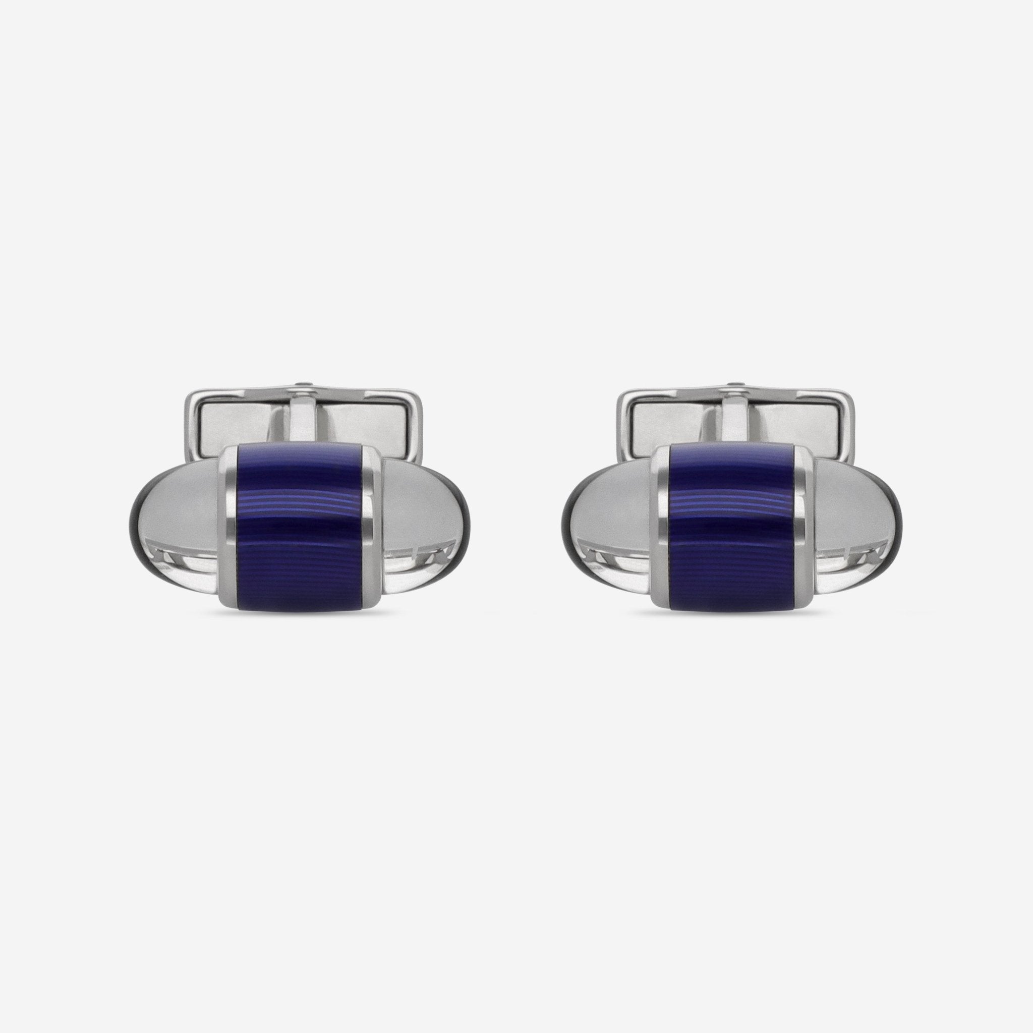 Montblanc Stainless Steel & Blue Lacquer Cufflinks 102715 - THE SOLIST - Montblanc