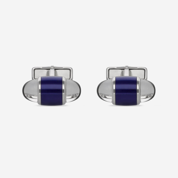 Montblanc Stainless Steel & Blue Lacquer Cufflinks 102715 - THE SOLIST - Montblanc