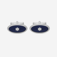 Montblanc Sterling Silver & Blue Enamel Cufflinks 105882 - THE SOLIST - Montblanc