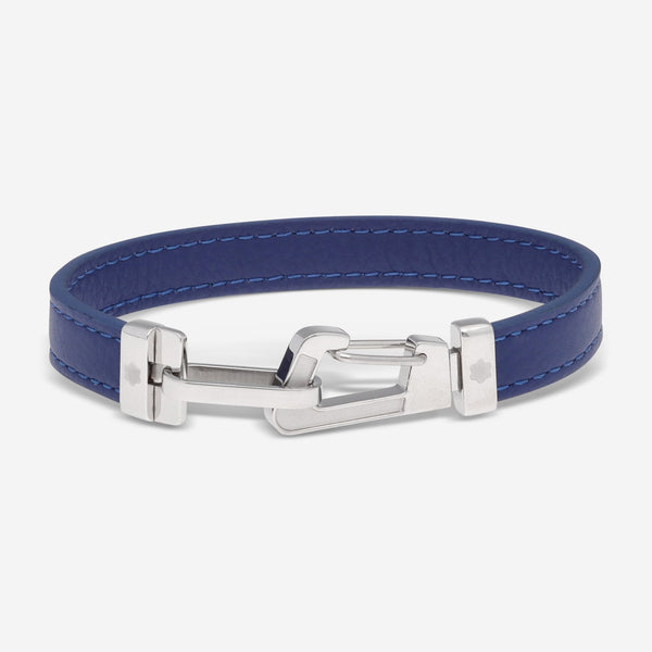 Montblanc Wrap Me Blue Leather & Stainless Steel Men's Bracelet 12382363 - THE SOLIST - Montblanc