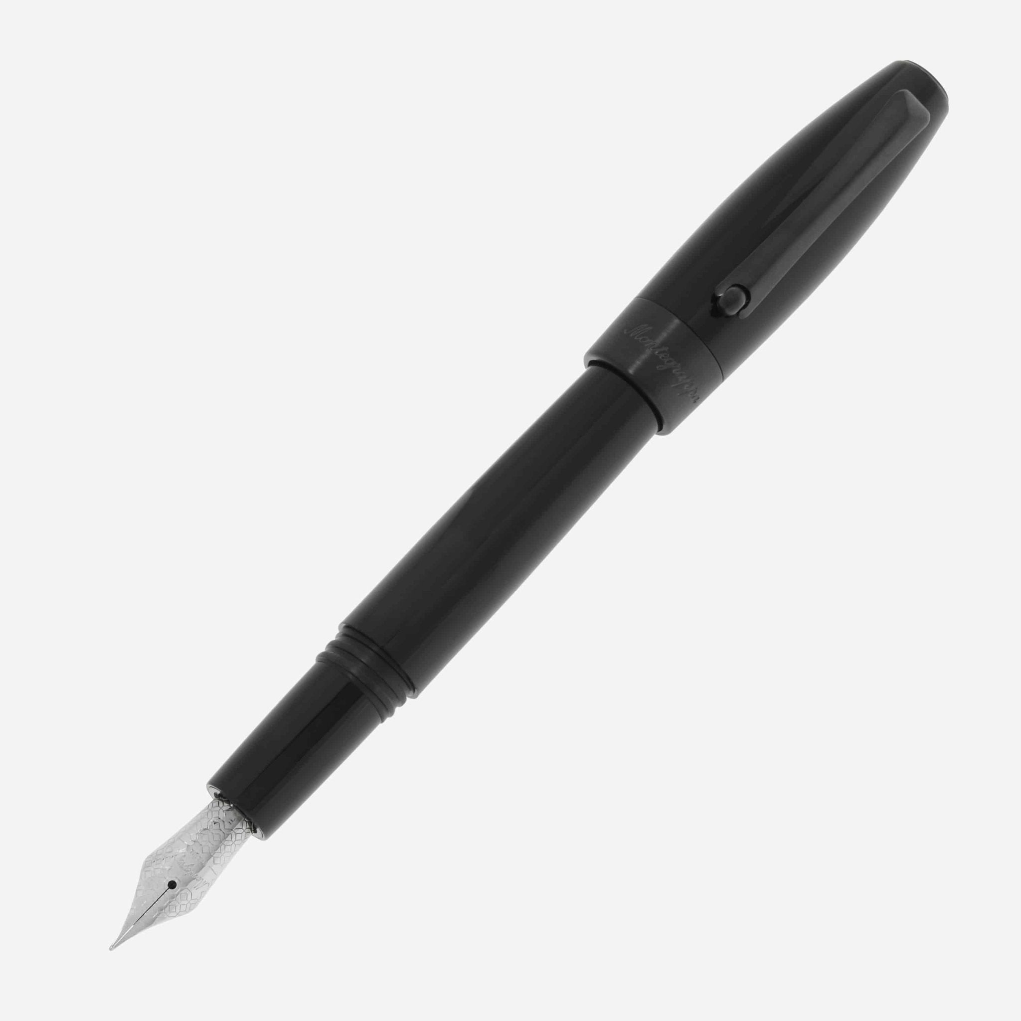 Montegrappa Fortuna Black with Black Trim Fountain Pen (F) ISFOR2LC