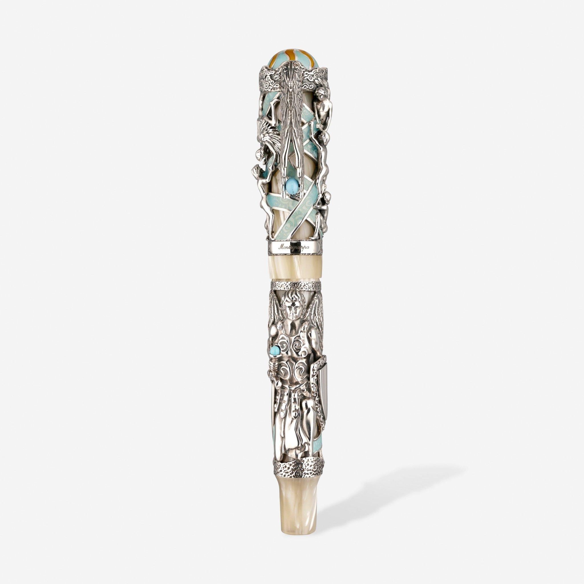 Montegrappa My Guardian Angel Silver & Blue Fountain Pen (F) ISCUA2SW