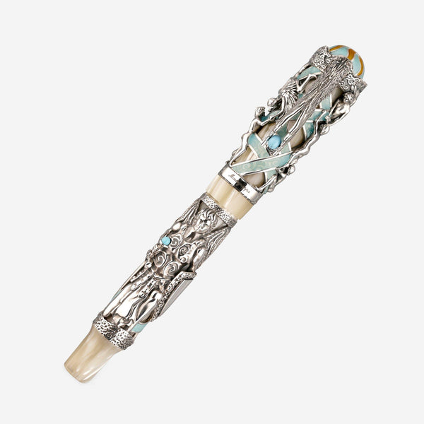 Montegrappa My Guardian Angel Silver & Blue Fountain Pen (M) ISCUA3SW