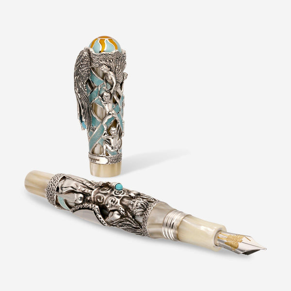 Montegrappa My Guardian Angel Silver & Blue Fountain Pen (M) ISCUA3SW