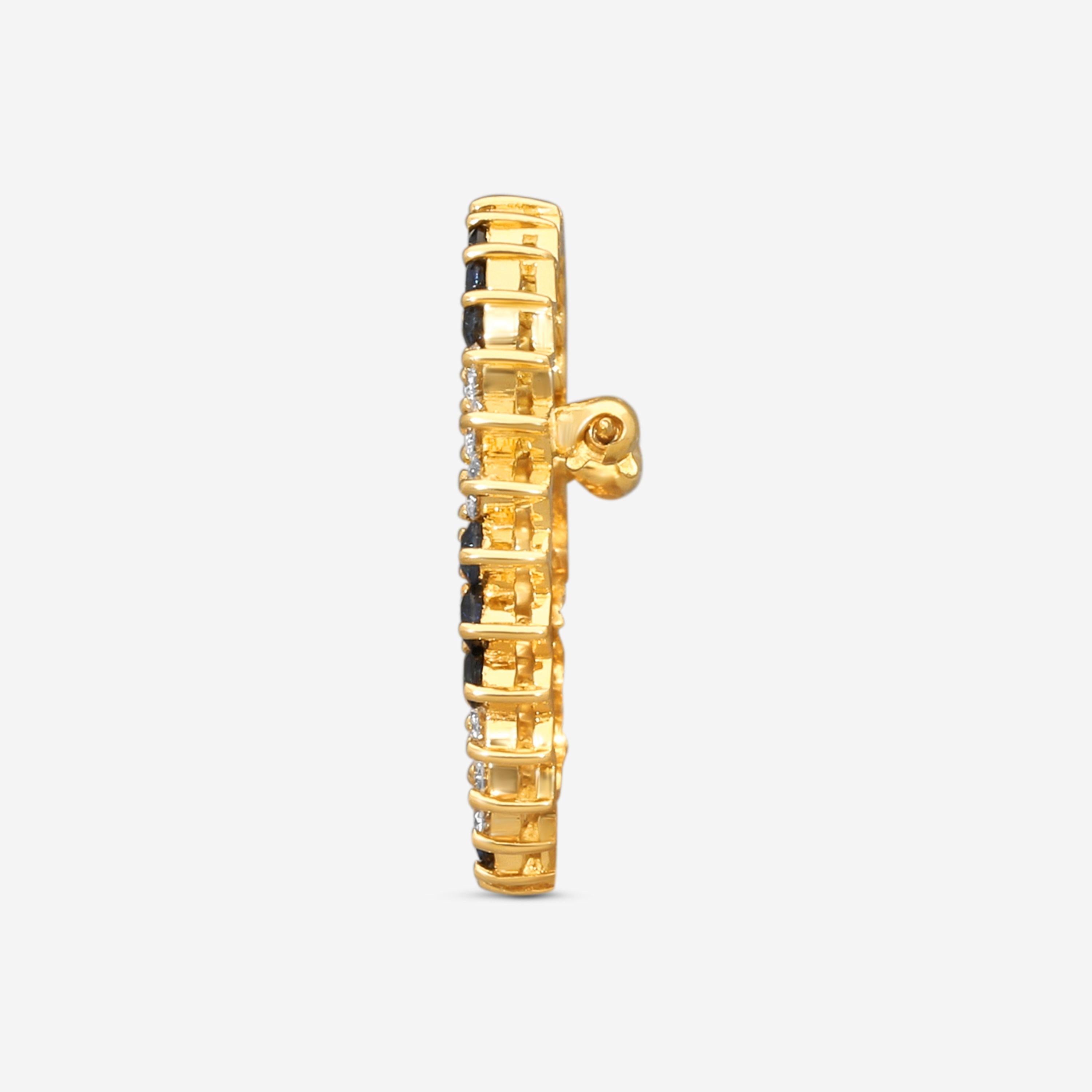 Suna 18K Yellow Gold Diamond & Sapphire Circle Pin P7139SY