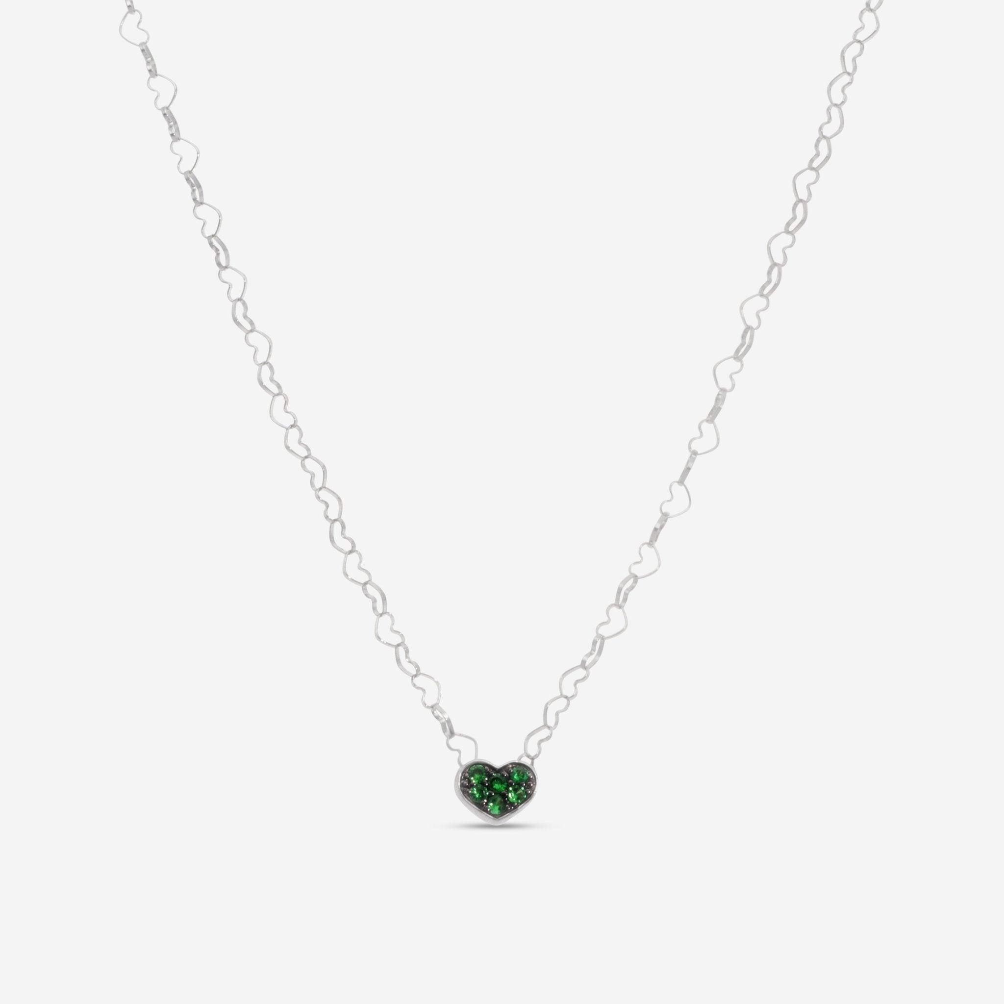 18K White Gold Tsavorite Pendant Necklace CS9 506