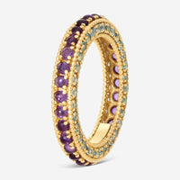 Nanis 18K Yellow Gold Amethyst & Blue Topaz Band Ring Sz. 7.75 AH9 - 560 - THE SOLIST - Nanis