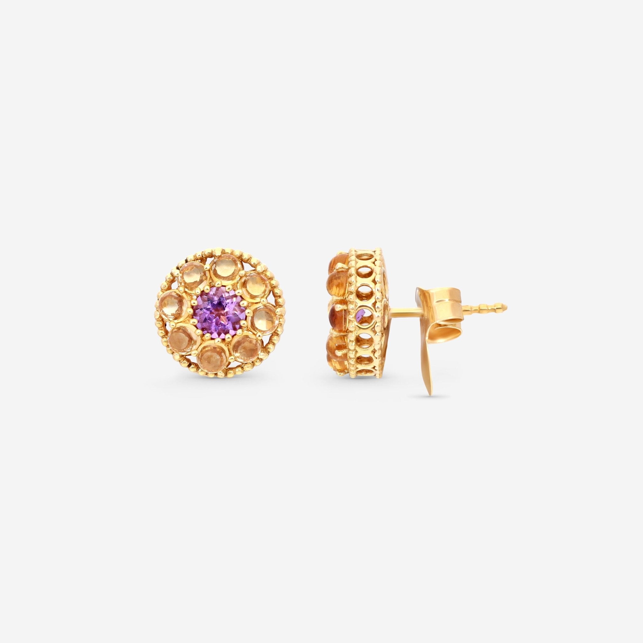 Nanis 18K Yellow Gold Amethyst & Citrine Earrings OA8 - 560 - THE SOLIST - Nanis