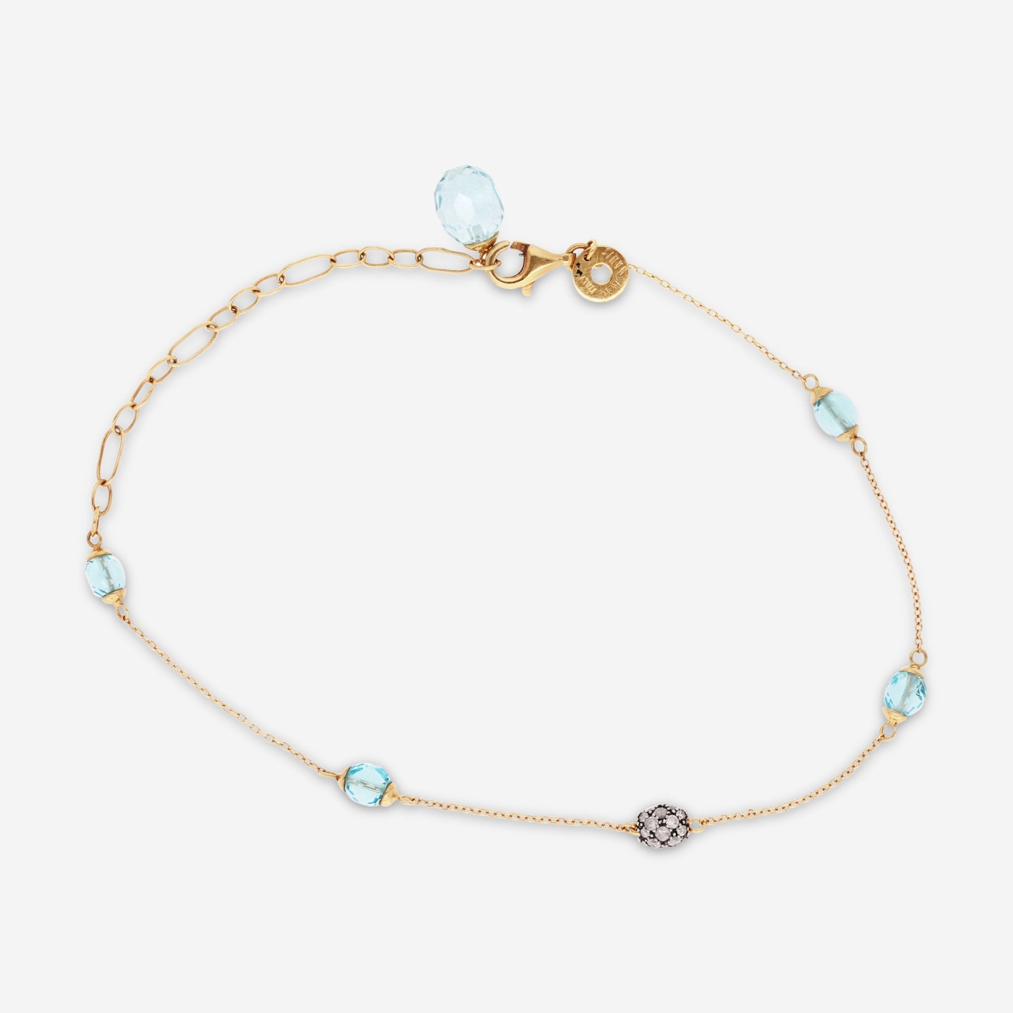 Nanis 18K Yellow Gold Blue Topaz & Ice Diamond Bracelet BS1 - 539 - THE SOLIST - Nanis