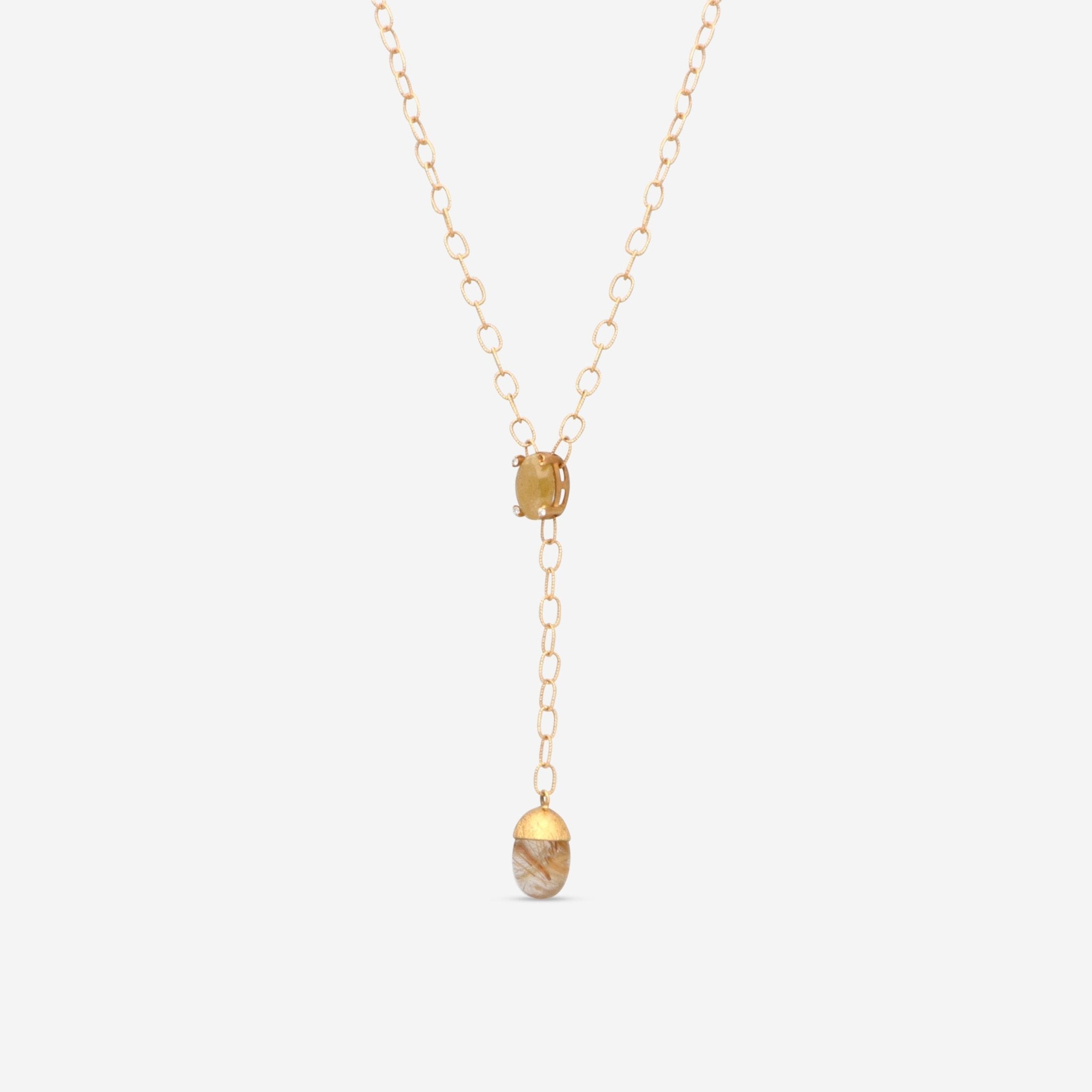 Nanis 18K Yellow Gold Diamond, Rutilated Quartz & Sapphire Lariat Necklace CS3 - 575 - THE SOLIST - Nanis