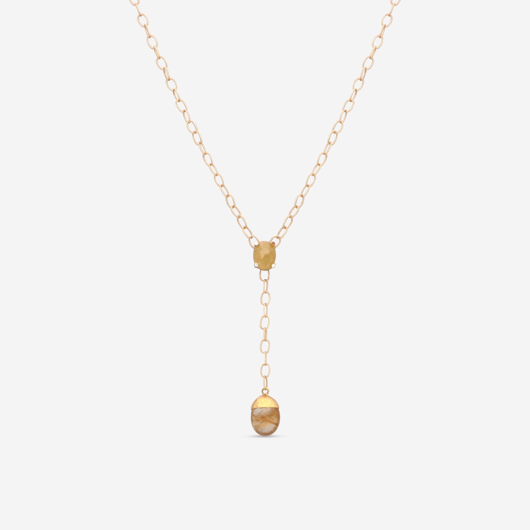 Nanis 18K Yellow Gold Diamond, Rutilated Quartz & Sapphire Lariat Necklace CS3 - 575 - THE SOLIST - Nanis