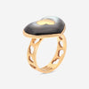 Nanis 18K Yellow Gold Grey Mother of Pearl Statement Ring Sz. 6.5 AH2 - 524 - THE SOLIST - Nanis