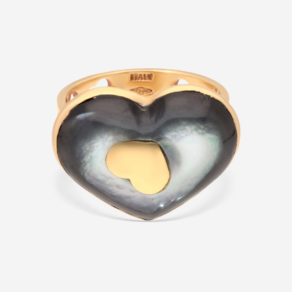 Nanis 18K Yellow Gold Grey Mother of Pearl Statement Ring Sz. 6.5 AH2 - 524 - THE SOLIST - Nanis