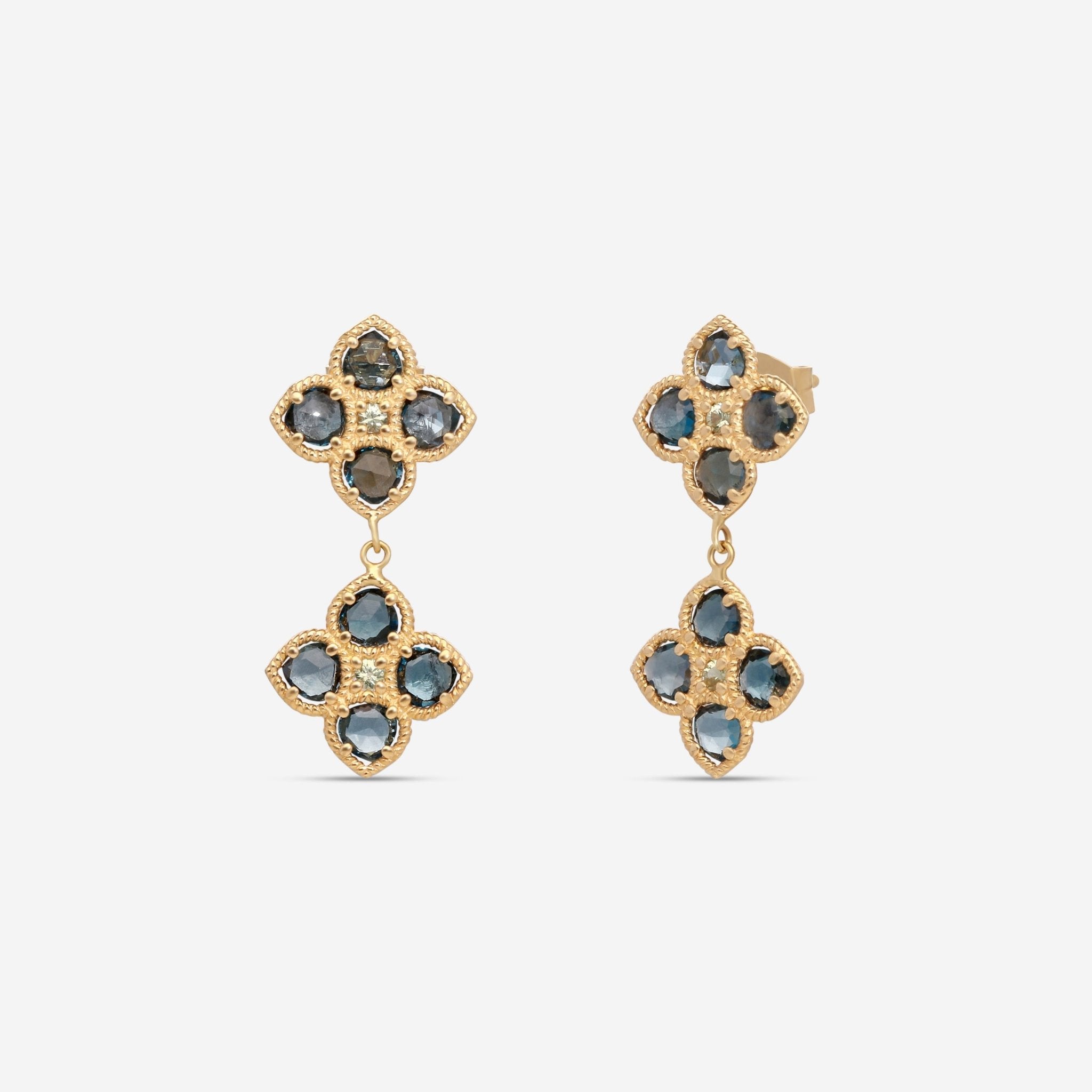 Nanis 18K Yellow Gold London Blue Topaz & Green Sapphire Earrings OA1 - 579_Blue - THE SOLIST - Nanis