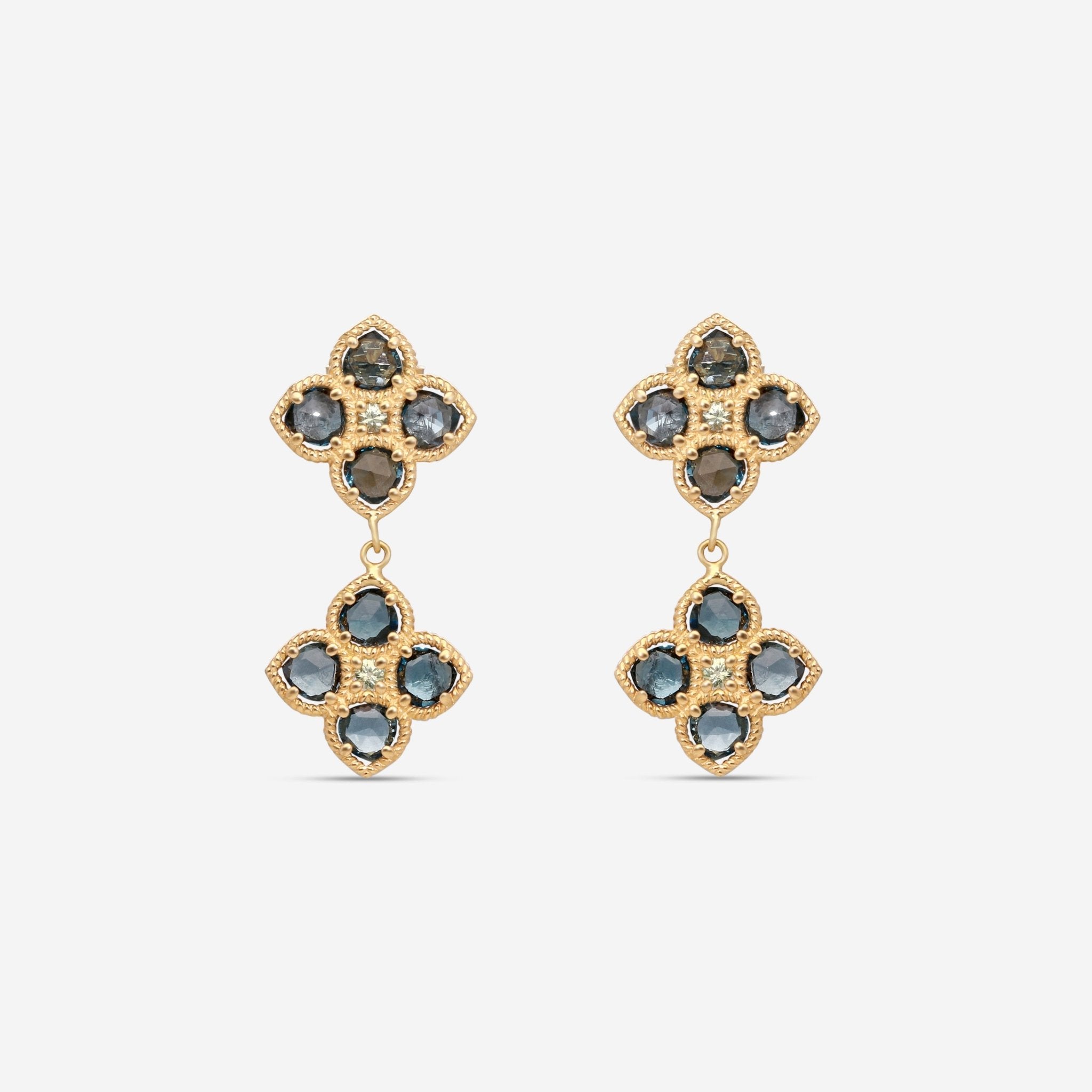 Nanis 18K Yellow Gold London Blue Topaz & Green Sapphire Earrings OA1 - 579_Blue - THE SOLIST - Nanis