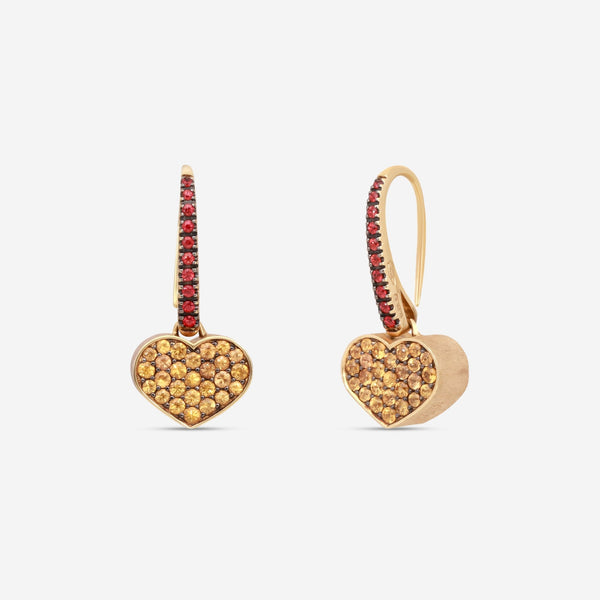 Nanis 18K Yellow Gold Orange & Red Sapphire Drop Earrings OS6 - 506 - THE SOLIST - Nanis