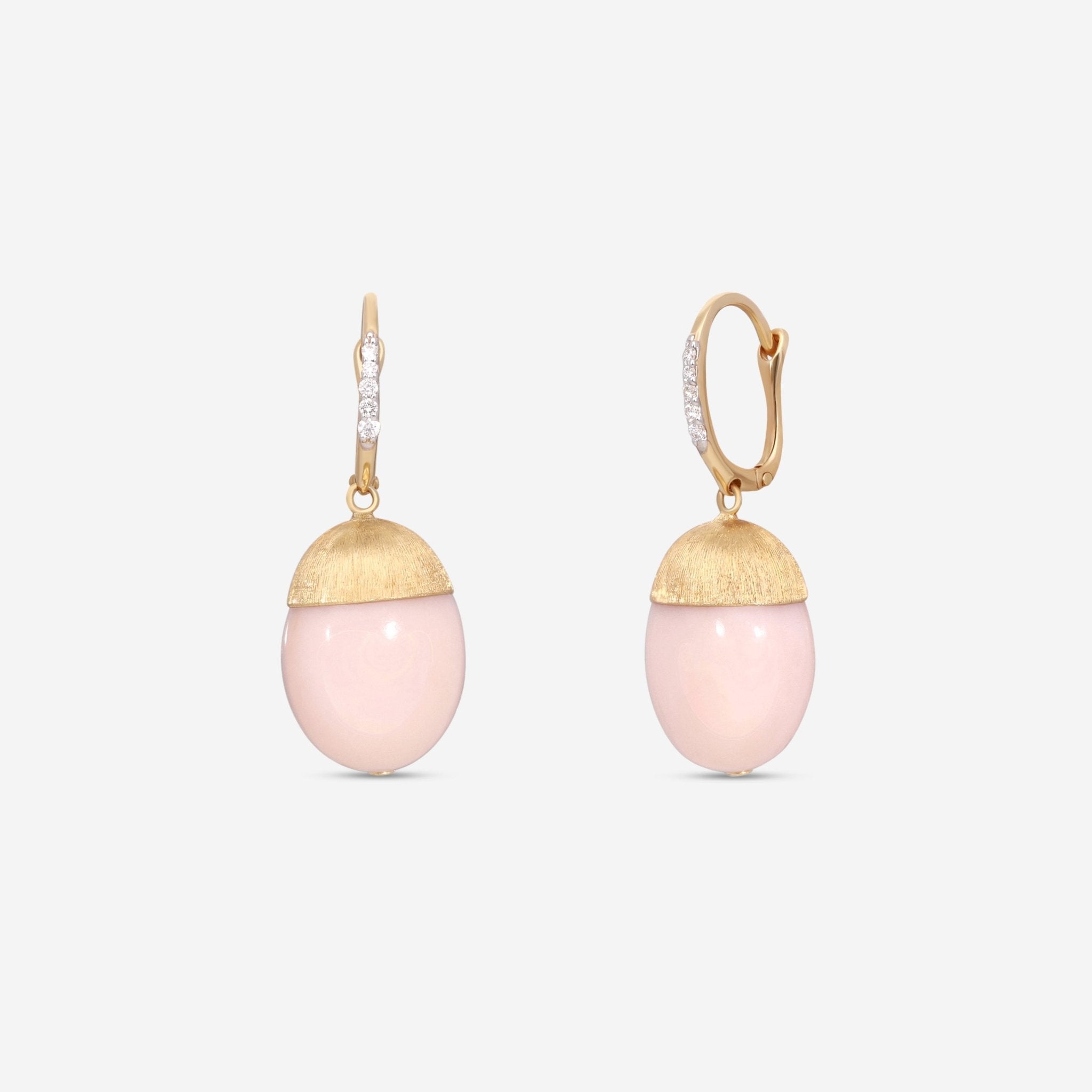 Nanis 18K Yellow Gold Pink Opal & Diamond Earrings OS14 - 575 - THE SOLIST - Nanis