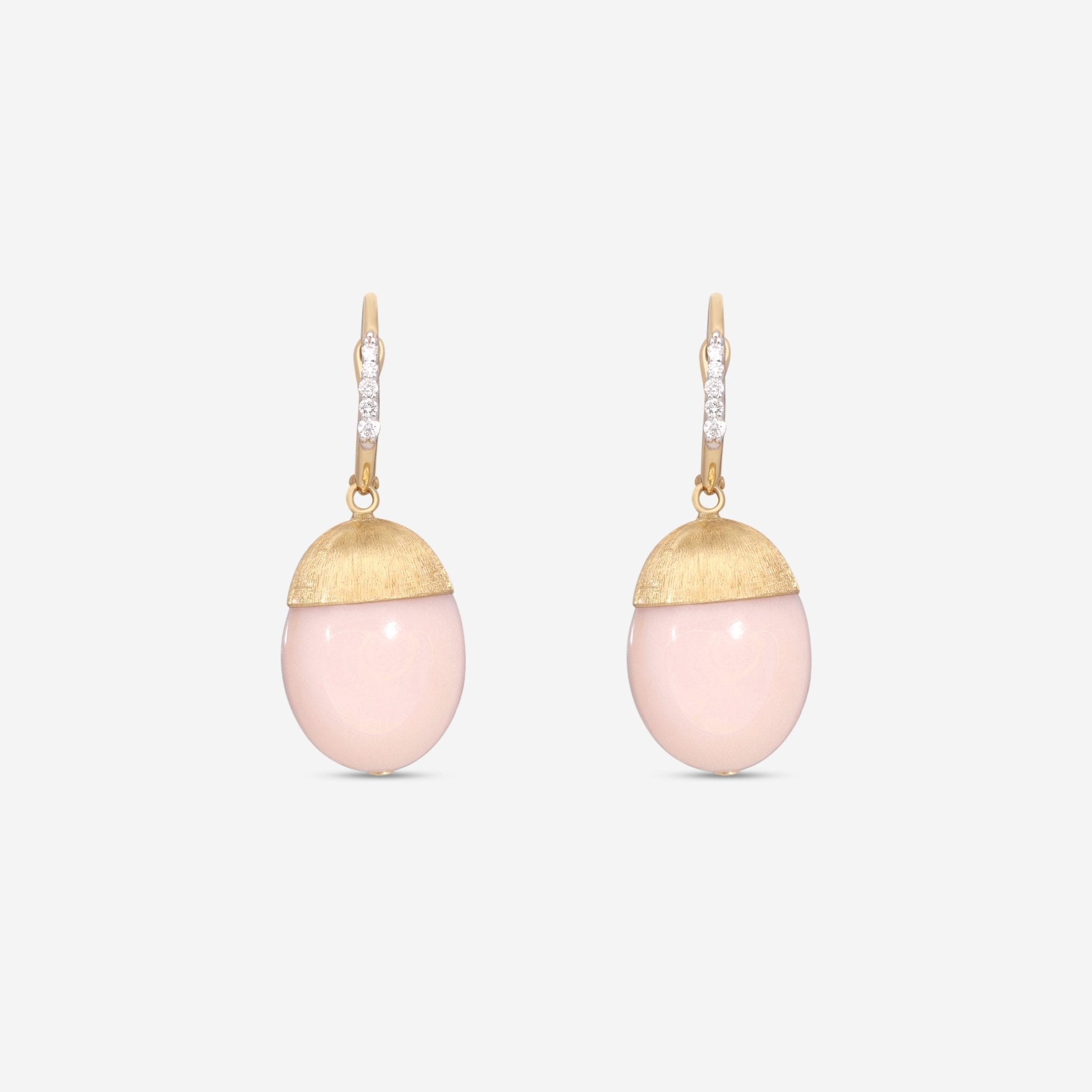 Nanis 18K Yellow Gold Pink Opal & Diamond Earrings OS14 - 575 - THE SOLIST - Nanis