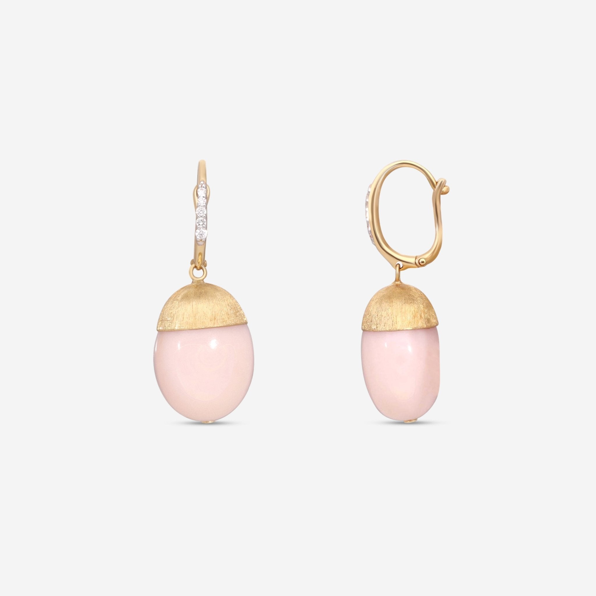 Nanis 18K Yellow Gold Pink Opal & Diamond Earrings OS14 - 575 - THE SOLIST - Nanis