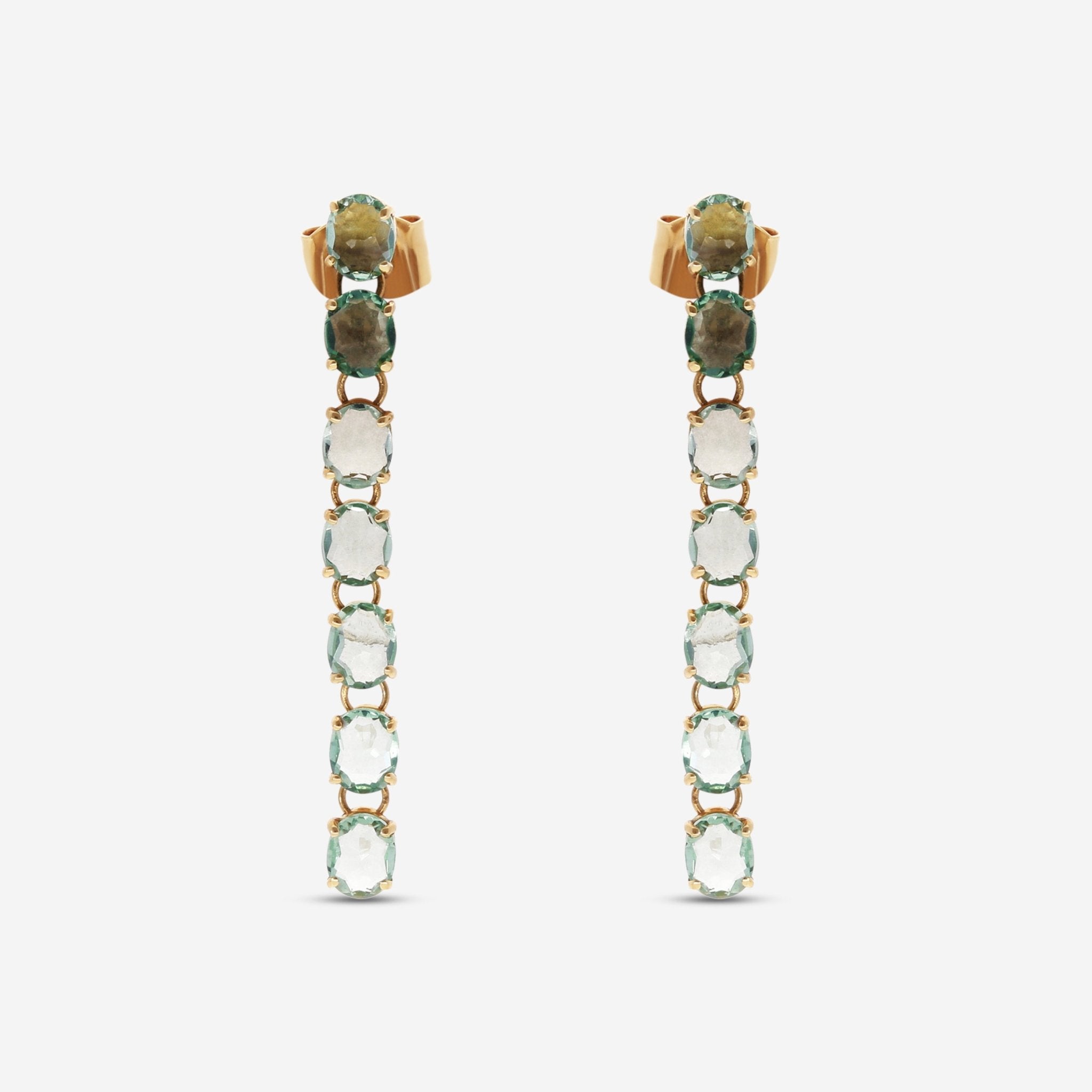 Nanis 18K Yellow Gold Rose Rock Crystal Drop Earrings OA30 - 565 - THE SOLIST - Nanis