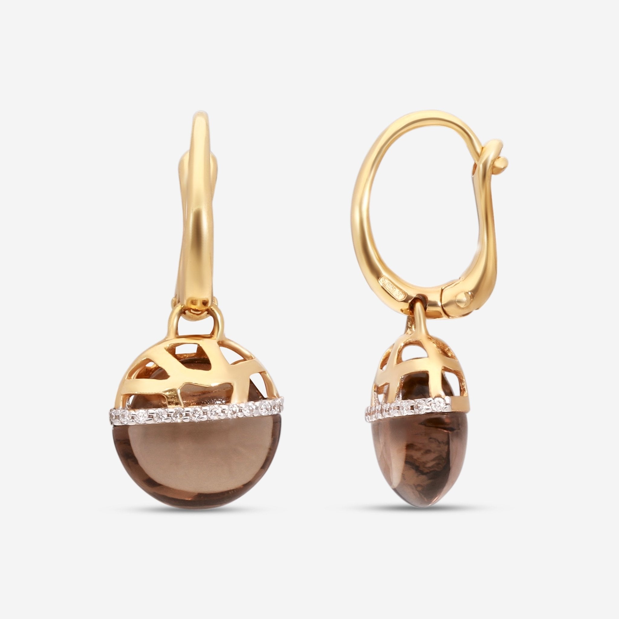 Nanis Africa 18K Yellow Gold Diamond & Natural Stone Huggie Earrings OS8 - 548 - THE SOLIST - Nanis