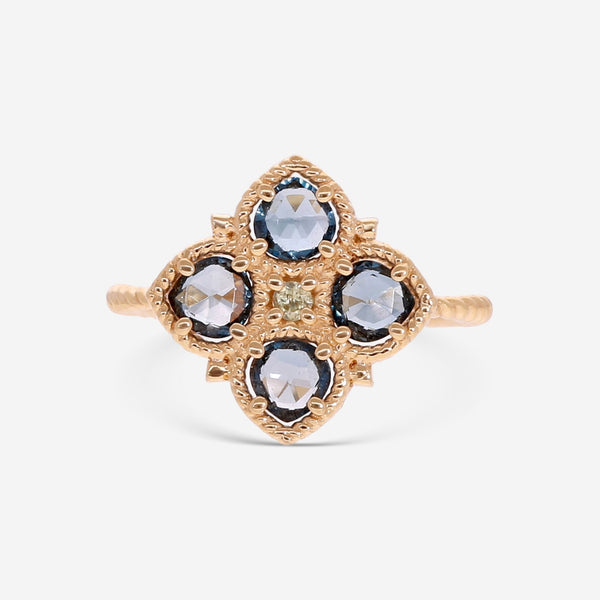 Nanis Amarcord 18K Yellow Gold London Blue Topaz & Green Sapphire Cocktail Ring AH1 - 579 - THE SOLIST - Nanis