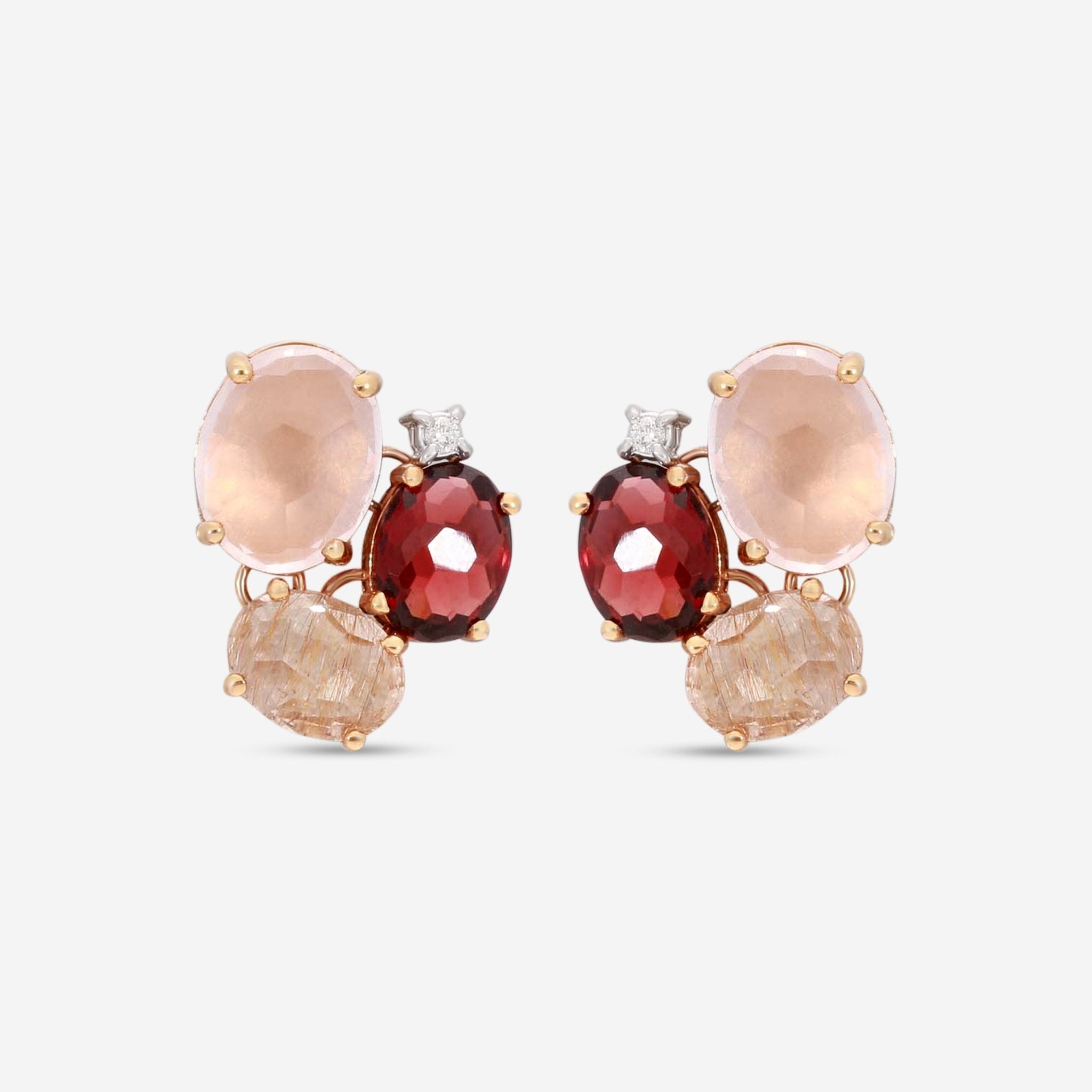 Nanis Ipanema 18K Rose Gold Multi - stone Stud Earrings OS29 - 515 - THE SOLIST - Nanis