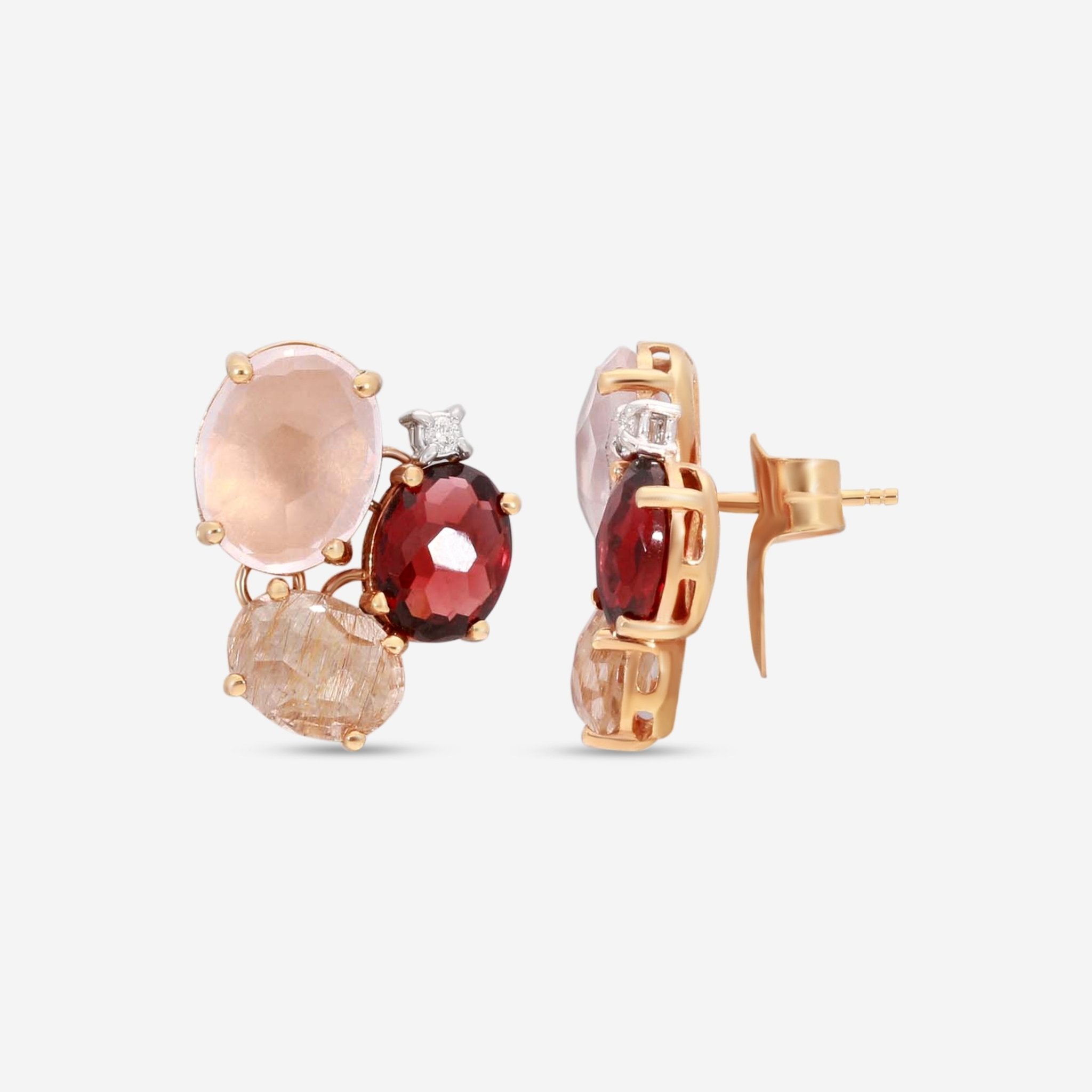 Nanis Ipanema 18K Rose Gold Multi - stone Stud Earrings OS29 - 515 - THE SOLIST - Nanis