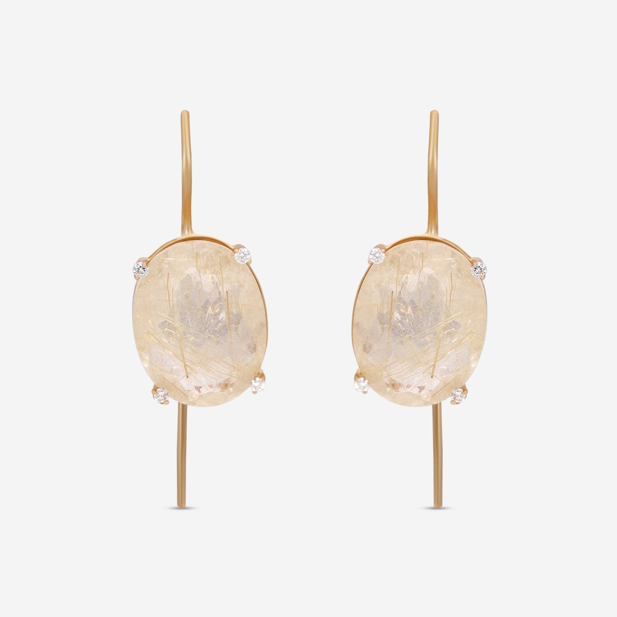 Nanis Ipanema 18K Yellow Gold Diamond & Rutile Quartz Drop Earrings OS7 - 576 - THE SOLIST - Nanis