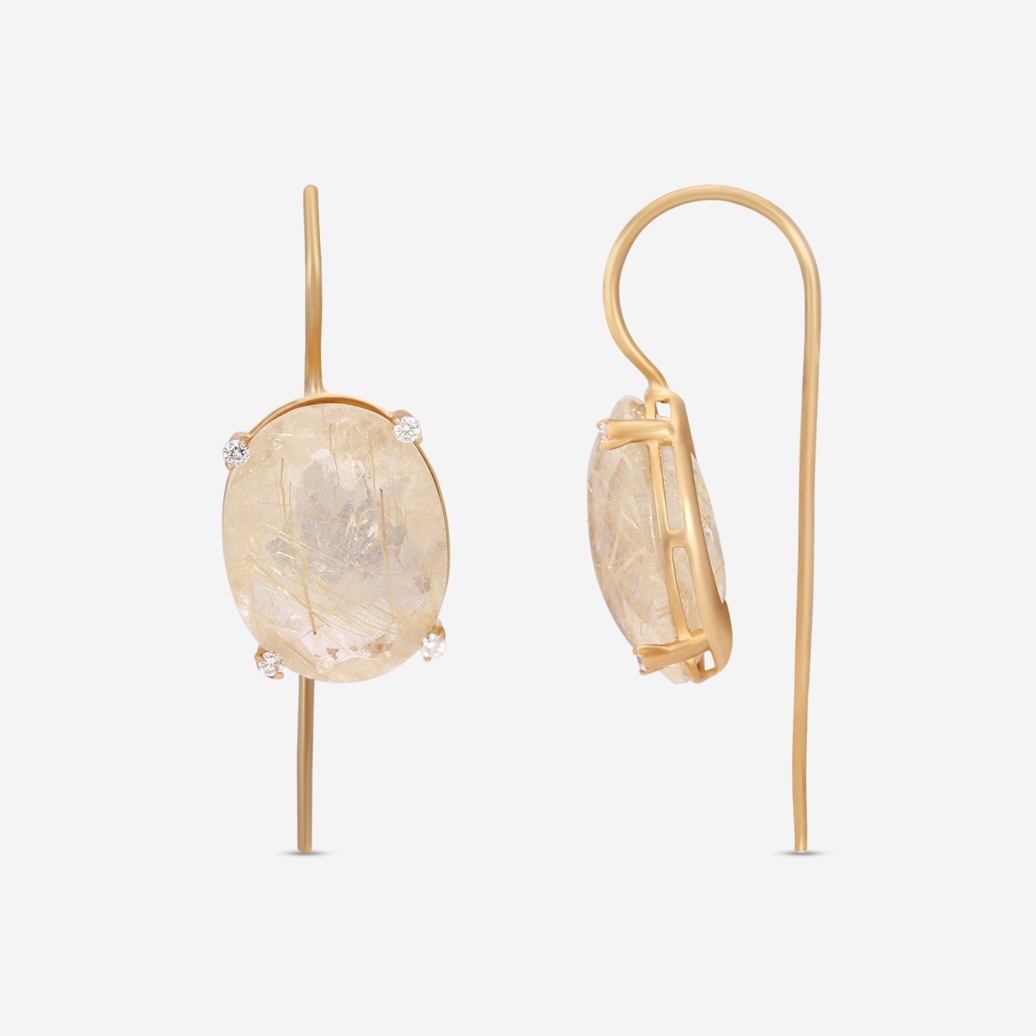 Nanis Ipanema 18K Yellow Gold Diamond & Rutile Quartz Drop Earrings OS7 - 576 - THE SOLIST - Nanis