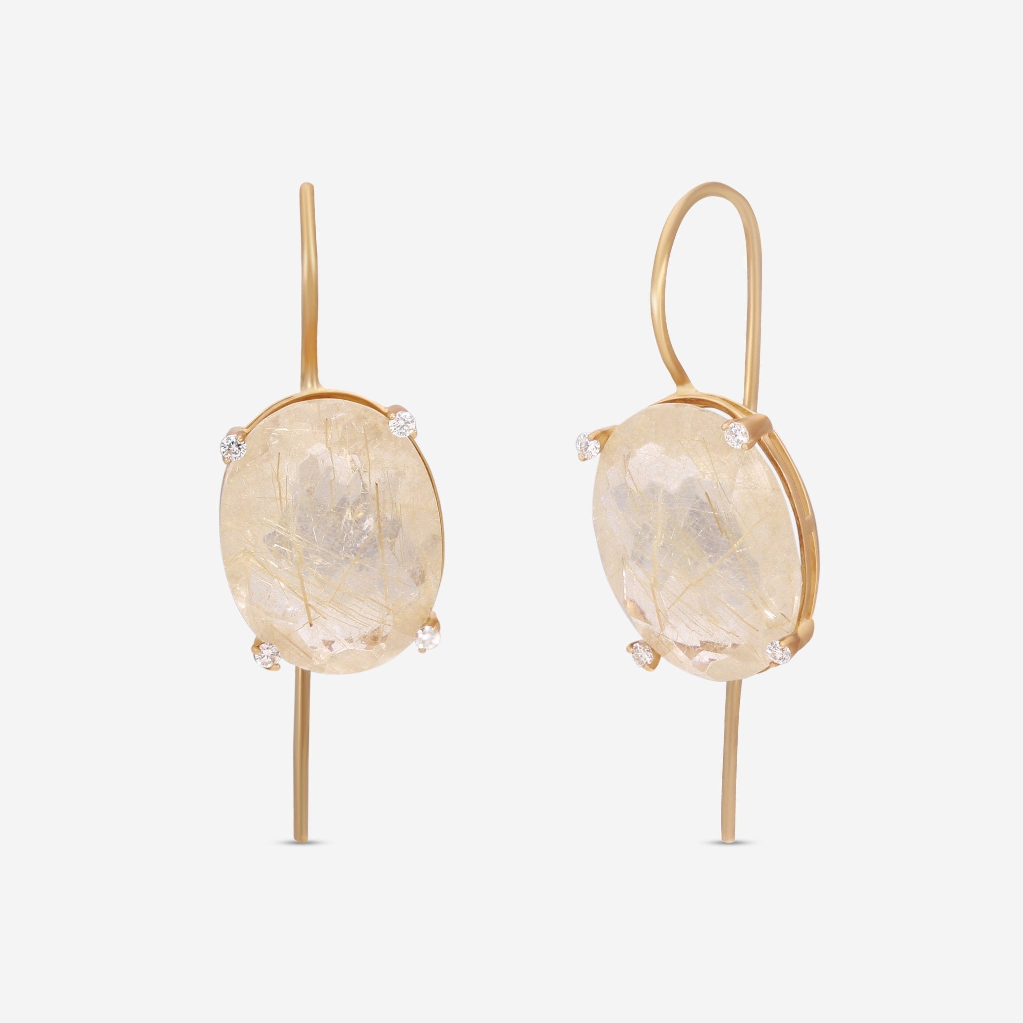 Nanis Ipanema 18K Yellow Gold Diamond & Rutile Quartz Drop Earrings OS7 - 576 - THE SOLIST - Nanis