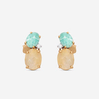 Nanis Ipanema 18K Yellow Gold Diamond & Rutile Quartz Stud Earrings OS2 - 576 - THE SOLIST - Nanis