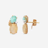 Nanis Ipanema 18K Yellow Gold Diamond & Rutile Quartz Stud Earrings OS2 - 576 - THE SOLIST - Nanis