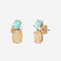 Nanis Ipanema 18K Yellow Gold Diamond & Rutile Quartz Stud Earrings OS2 - 576 - THE SOLIST - Nanis