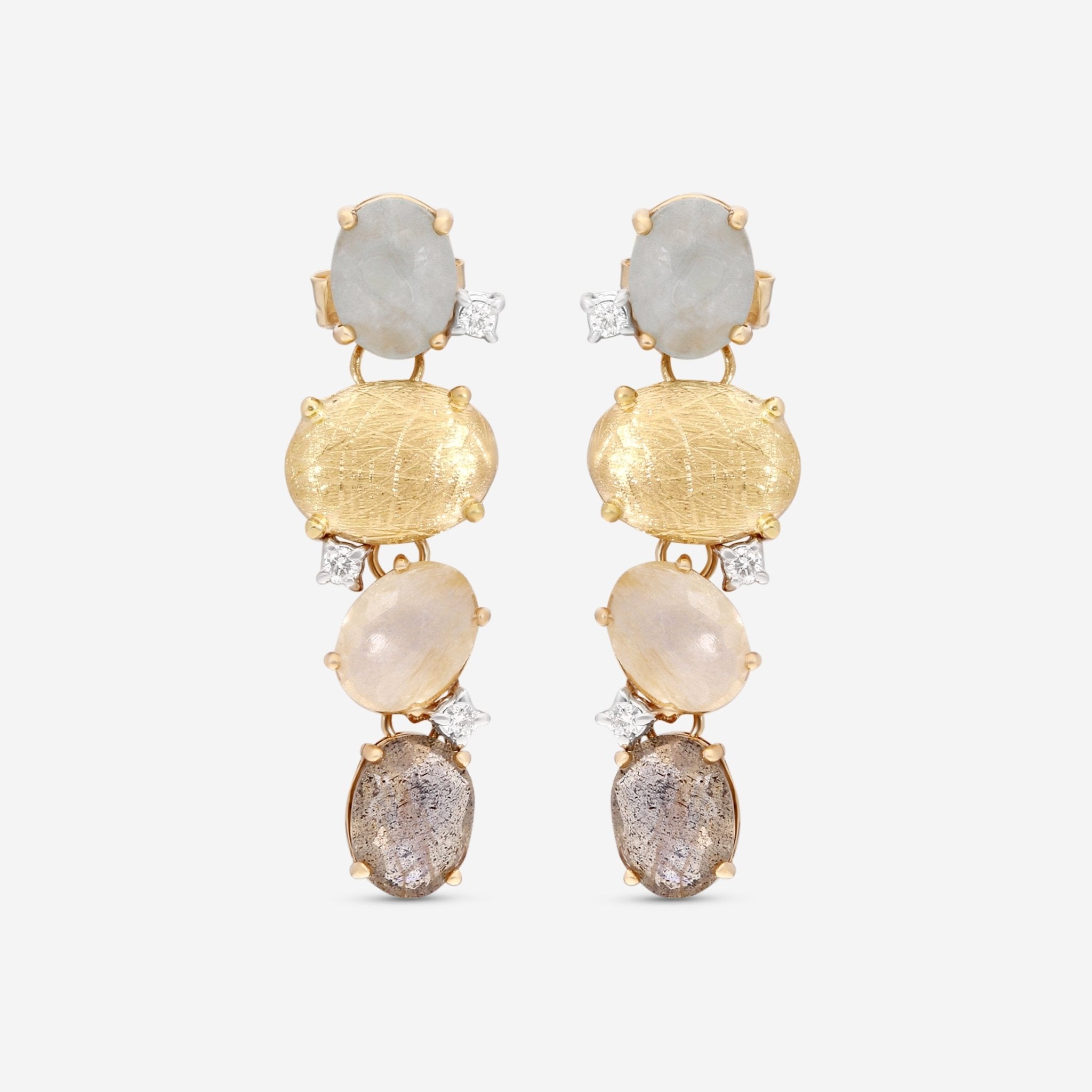 Nanis Ipanema 18K Yellow Gold Milky Aquamarine & Diamond Drop Earrings OS1 - 577 - THE SOLIST - Nanis