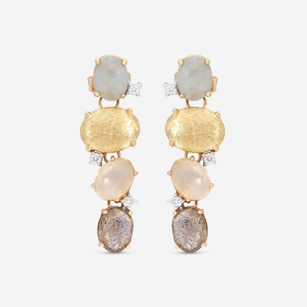 Nanis Ipanema 18K Yellow Gold Milky Aquamarine & Diamond Drop Earrings OS1 - 577 - THE SOLIST - Nanis