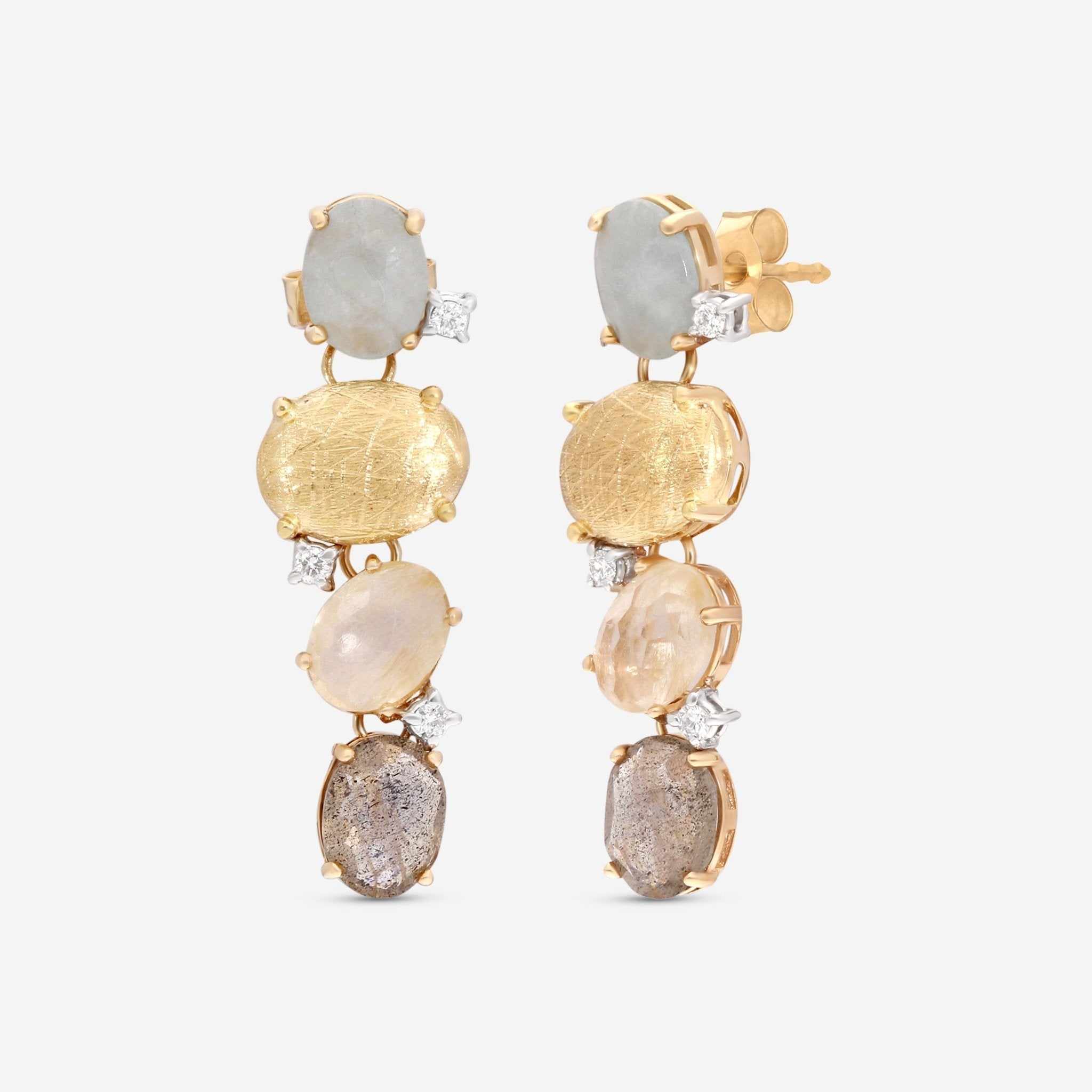 Nanis Ipanema 18K Yellow Gold Milky Aquamarine & Diamond Drop Earrings OS1 - 577 - THE SOLIST - Nanis