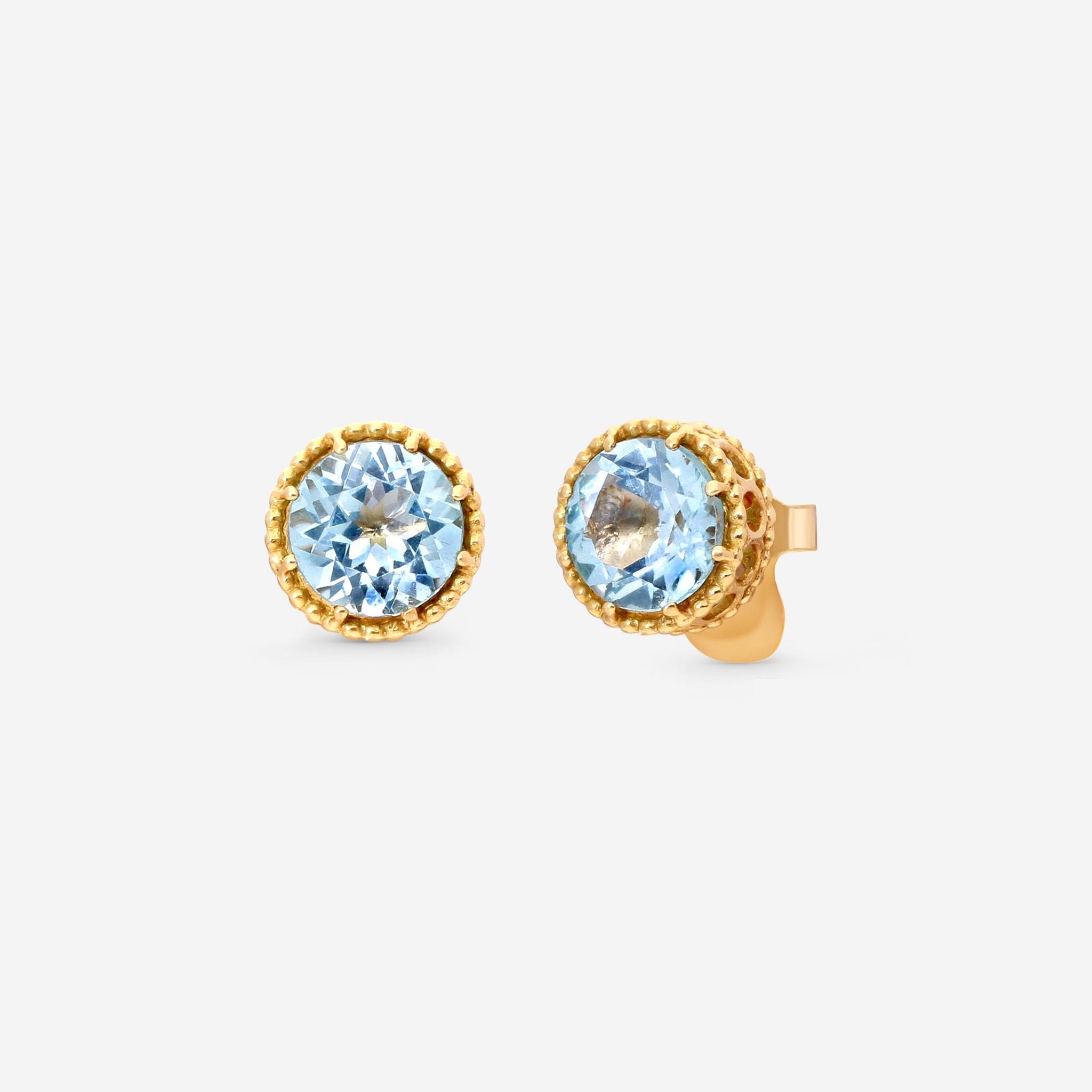 Nanis Notre Dame 18K Yellow Gold Blue Topaz Stud Earrings OA18 - 560 - THE SOLIST - Nanis