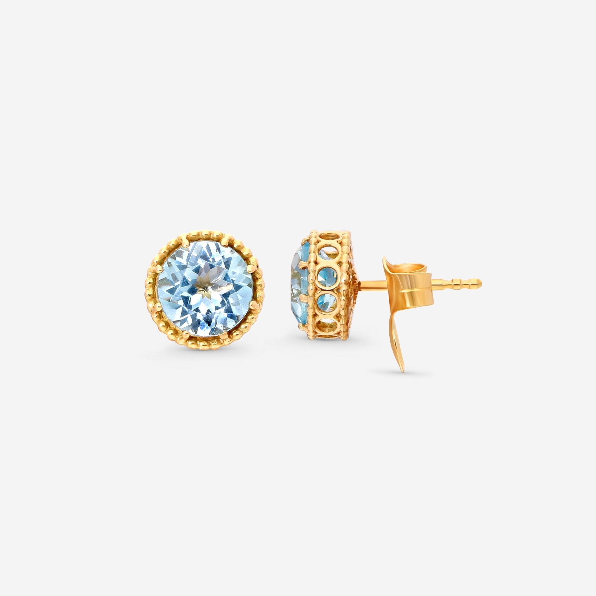 Nanis Notre Dame 18K Yellow Gold Blue Topaz Stud Earrings OA18 - 560 - THE SOLIST - Nanis