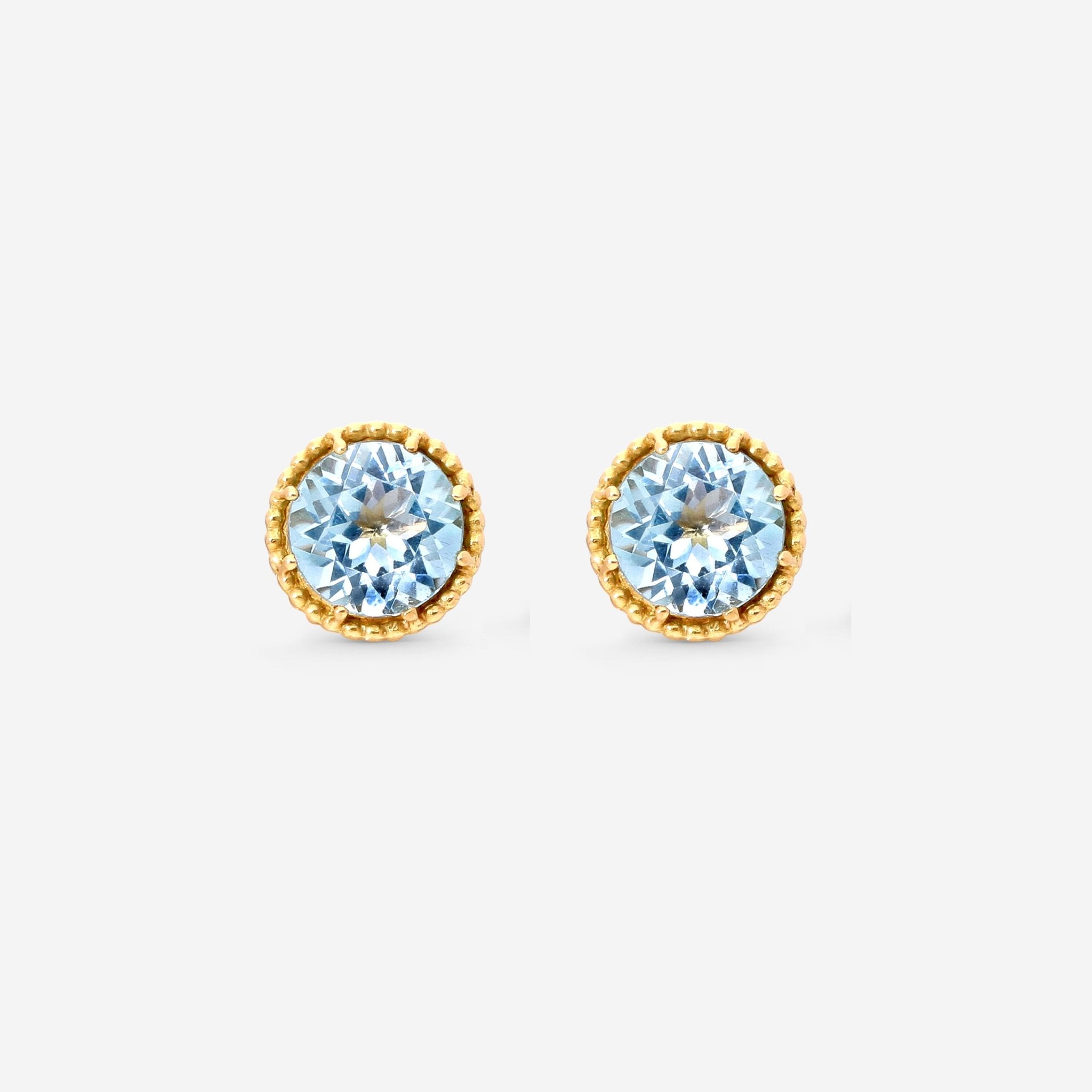 Nanis Notre Dame 18K Yellow Gold Blue Topaz Stud Earrings OA18 - 560 - THE SOLIST - Nanis