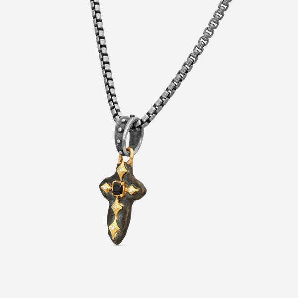 Armenta 18K Yellow Gold & Grey Sterling Silver Multistone Cross Necklace 19674