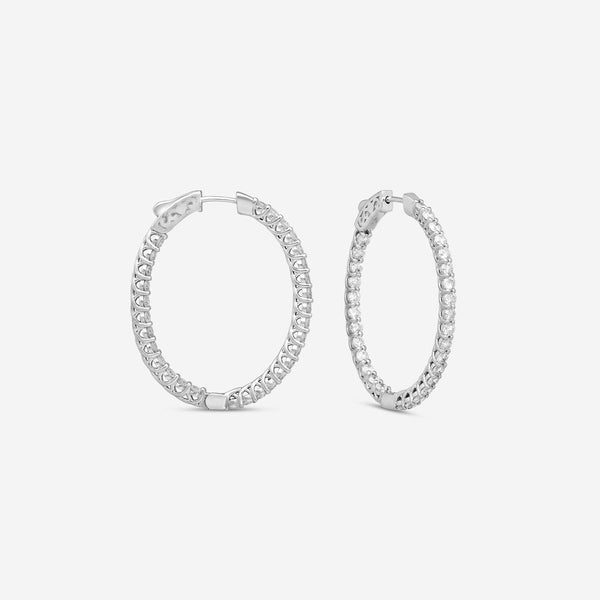 Ina Mar 14K White Gold Diamond Oval Hoop Earrings E1136C-FW-300F - THE SOLIST
