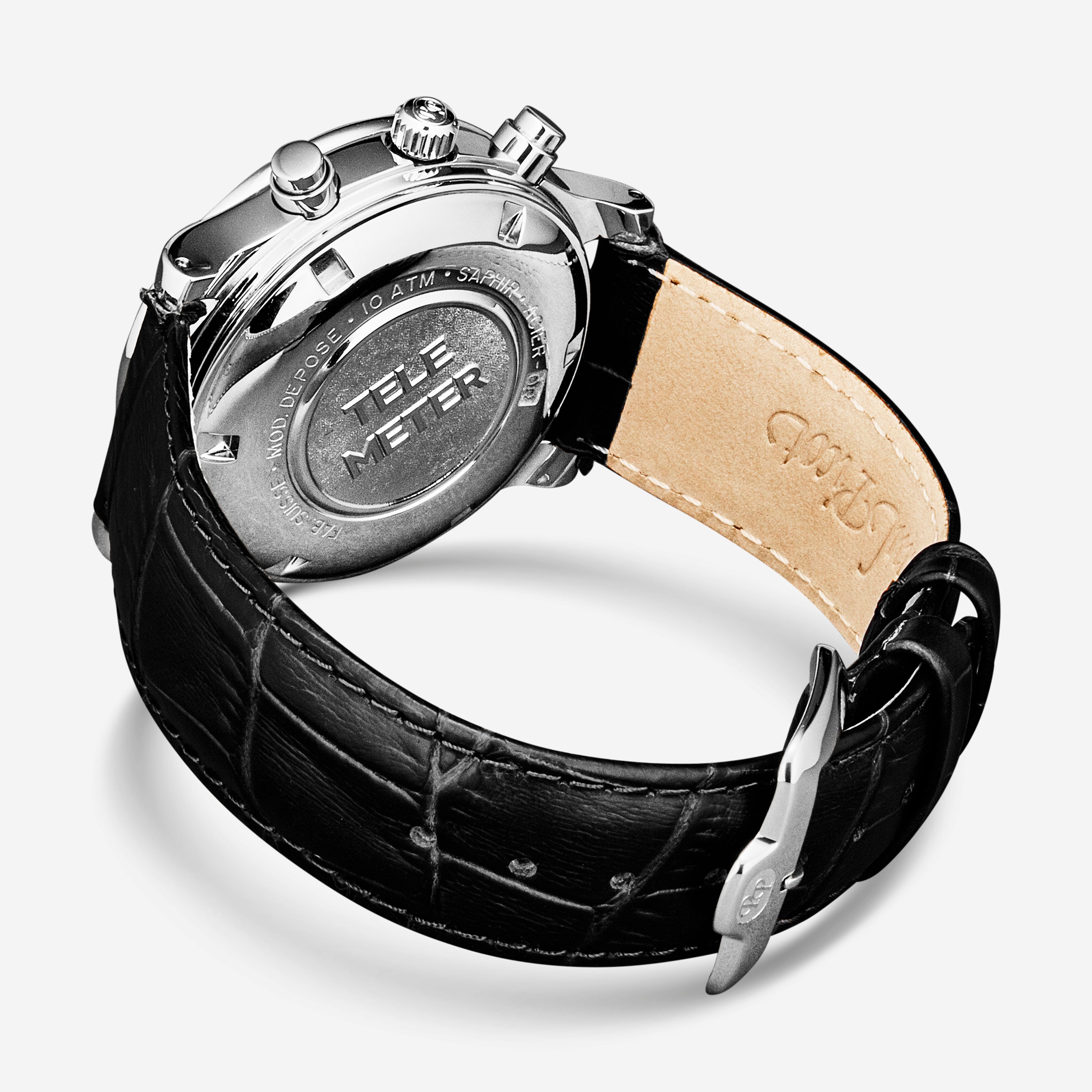 Paul Picot Telemeter Chronograph Black Dial Black Leather Strap Men's Automatic Watch P7004A20.332