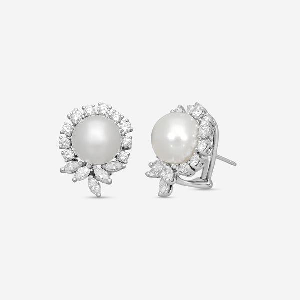 Suna Platinum Diamond & South Sea Culture Pearl Earrings E1964SSCP