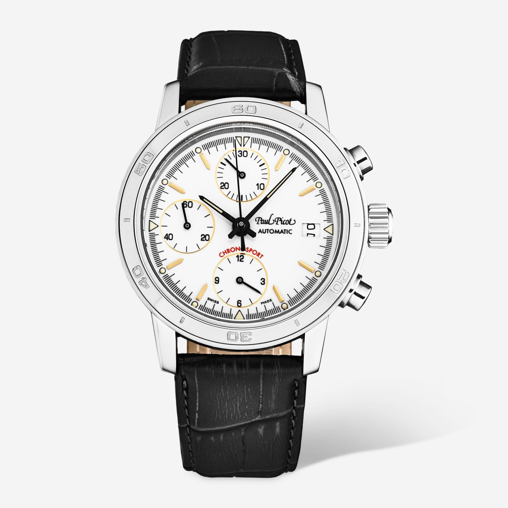 Paul Picot Chronosport Chronograph White Dial Men's Automatic Watch P7033.20.112 - THE SOLIST - Paul Picot