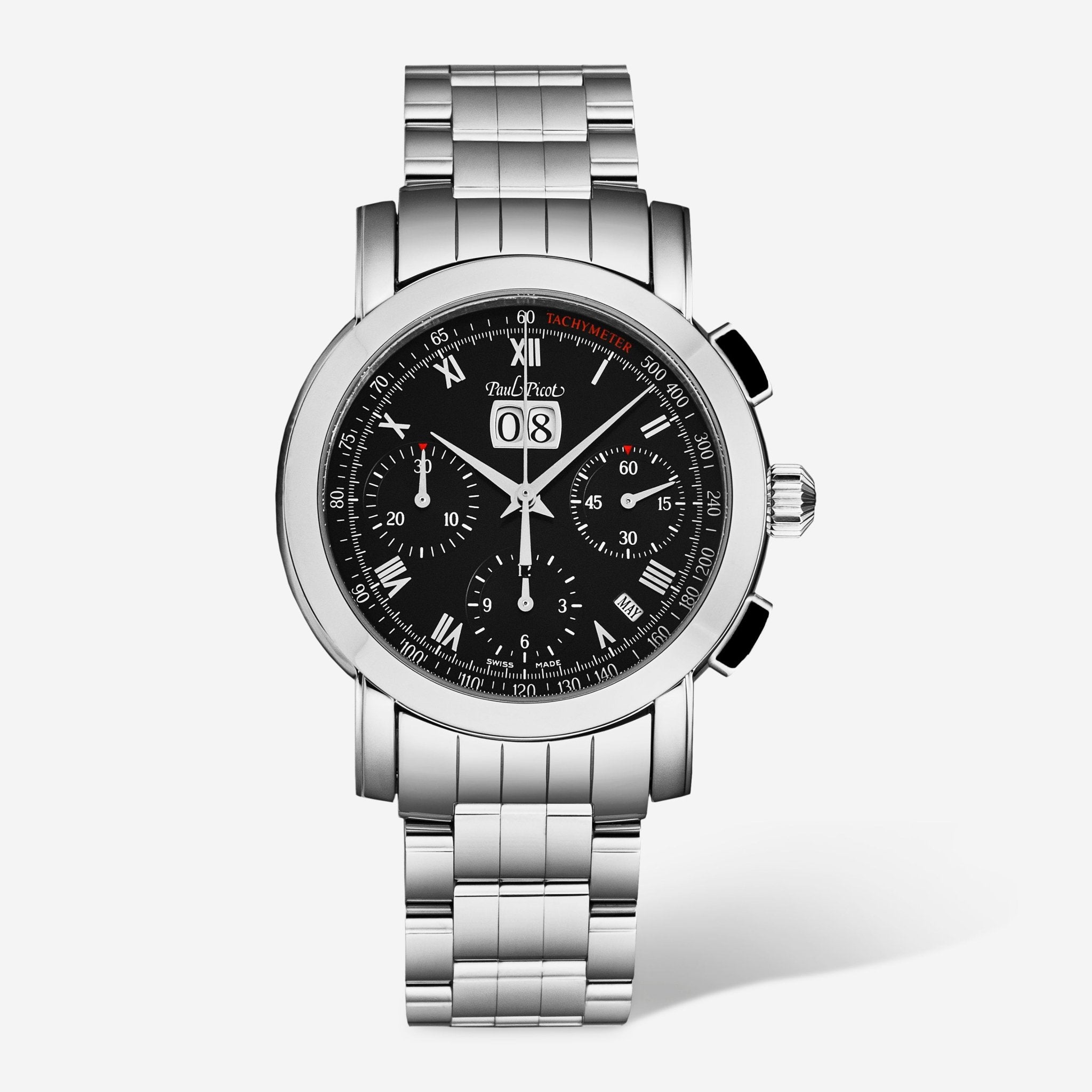 Paul Picot Firshire Chronograph Black Dial Stainless Steel Men's Automatic Watch P7045.20.331 - THE SOLIST - Paul Picot
