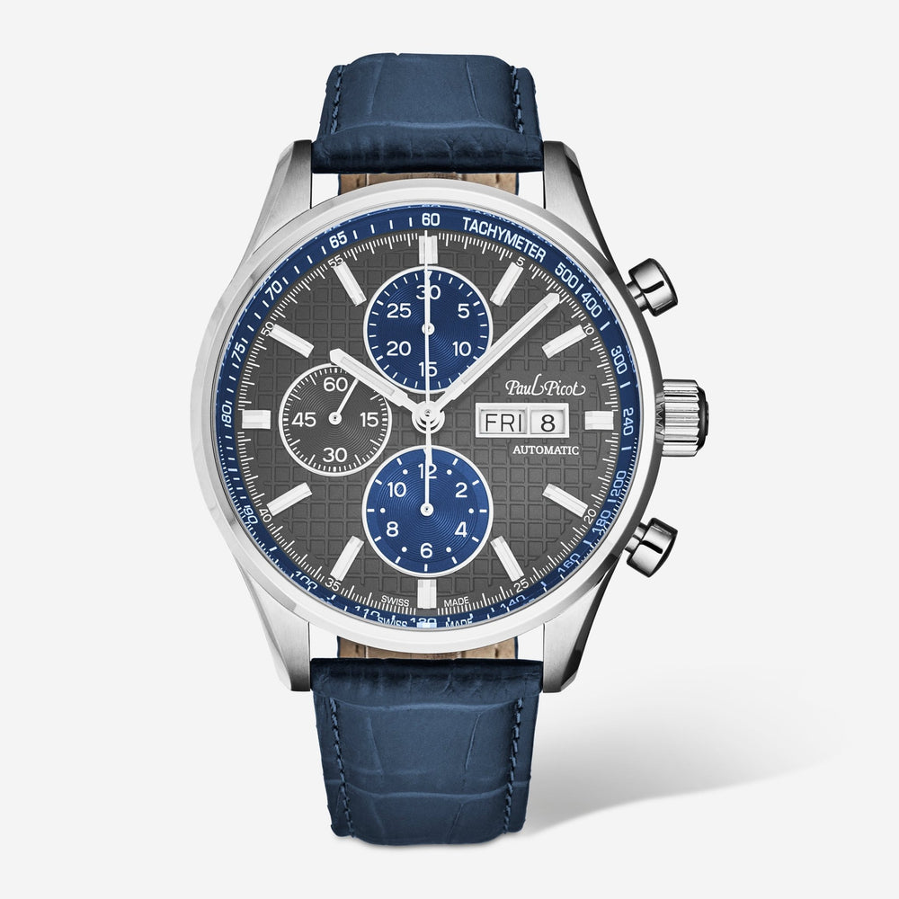 Paul Picot Gentleman Blazer Chronograph Grey Dial Men's Automatic Watch P4309.SG.1131.8614 - THE SOLIST - Paul Picot