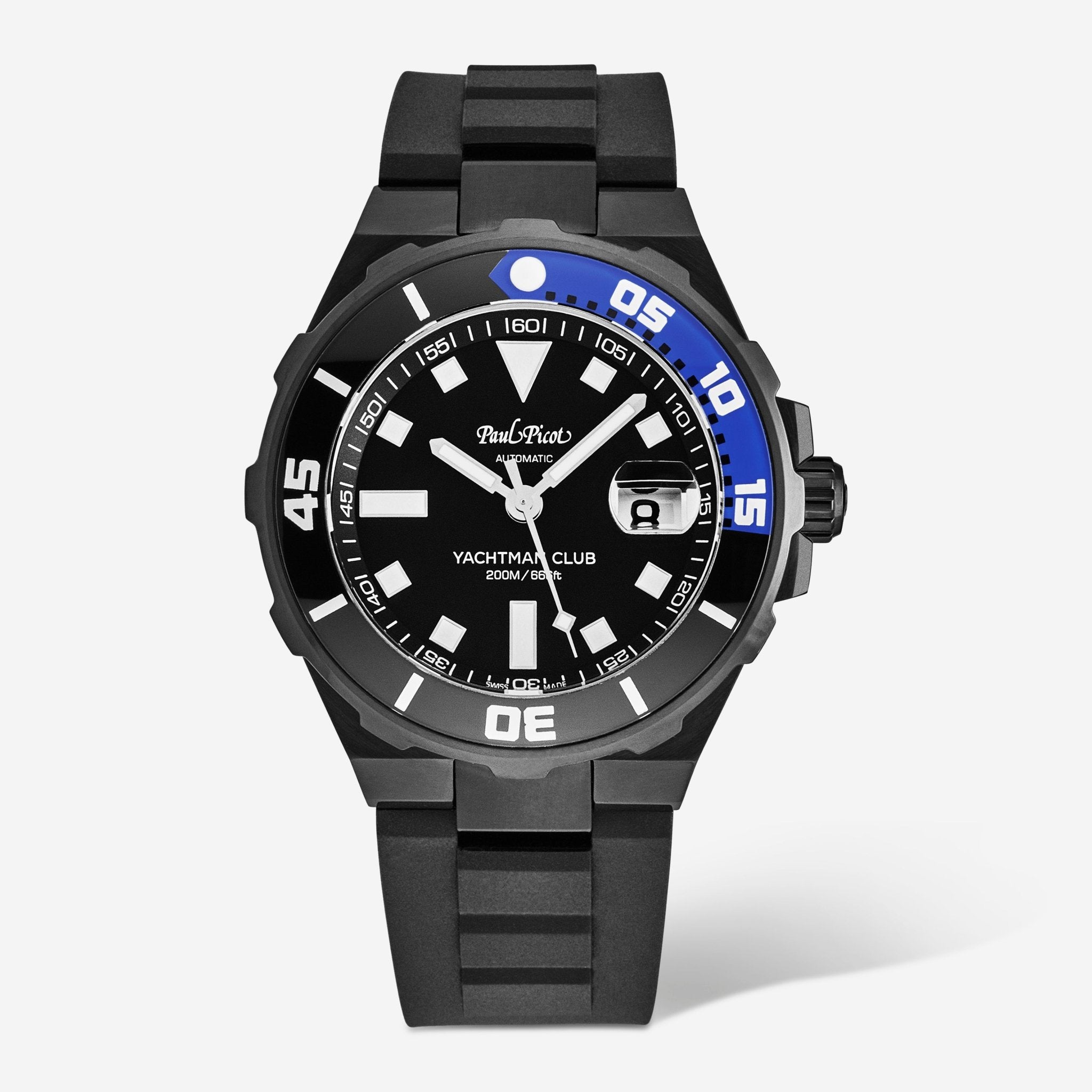 Paul Picot Yachtman Club Black Dial Black Rubber Strap Men's Automatic Watch P1251N.NB.3614CM001 - THE SOLIST - Paul Picot