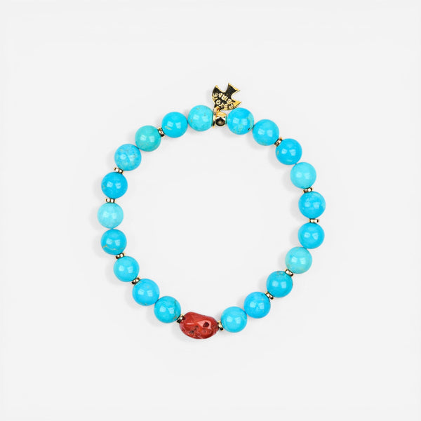 Peyote Bird Designs Alma 14K Yellow Gold Turquoise & Coral Bracelet PB23B45