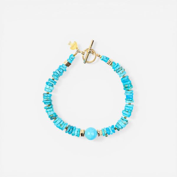 Peyote Bird Designs Concordia 14K Yellow Gold Turquoise & Pyrite Bracelet PB23B5